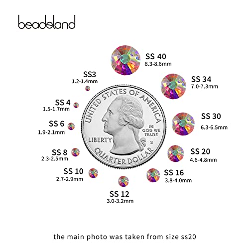 beadsland 1440pcs Flat Back Crystal Rhinestones Round Gems for Nail Art and Craft Glue Fix, CrystalAB (SS6(1.9-2.1mm)) - color: Crystal AB, size: SS6/1440pcs