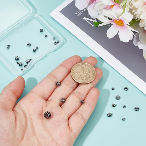 PH PandaHall 12 Styles Brass Spacer Beads, 96PCS Gunmetal Jewelry Beads Pumpkin Round Metal Spacers Polygon Flower Beading for DIY Summer Bracelet Necklace Jewelry Making Craft, 3-8mm
