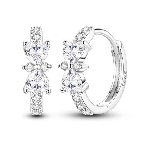 LAZA 925 Sterling Silver Hoop Earrings for Women, Sterling Silver Butterfly Hoops Colorful Flowers Hoop Huggie Earrings Hypoallergenic Jewelry Gifts for Women - color: Bowknot Earring