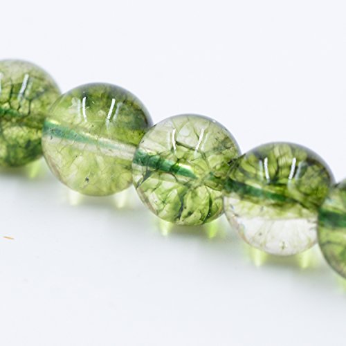 Asingeloo Natural Green Peridot Gemstone Beads Round Loose Beads for Jewelry Making Crystal Energy Stone Healing Power Stone Beads 8mm /15inch a Strand - color: Green Crystal, size: 8mm