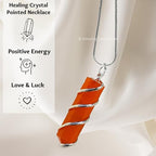 Amazing Gemstone Crystals and Healing Stones Carnelian Necklace - Gold Chain Necklace Pendant - Real Crystal Necklace - color: Pencil Point (Spiral), size: 1 PIECE