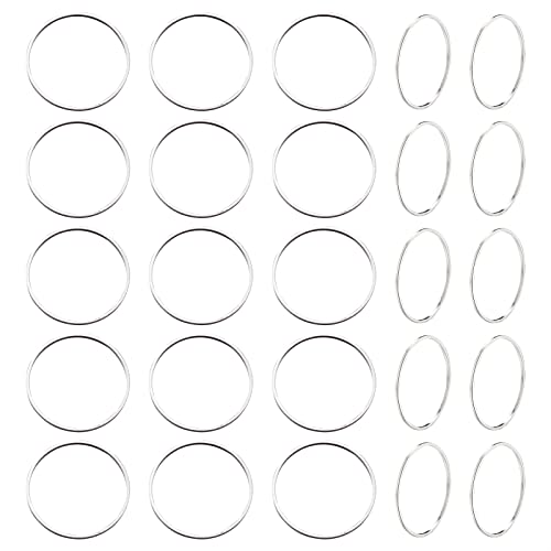FASHEWELRY 50Pcs Brass Circle Open Bezel Charms Connectors 25mm Silver Hollow Round Linking Rings Charms for Dangle Beading Hoop Jewelry Making - color: Silver, size: 25mm