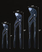 toolant 7&10&12-INCH Plier Wrench, CR-V Construction Adjustable Wrench With Pouch, Black Finish Smooth Jaw Pliers, Parallel Jaws with Comfortable Grips - size: 7&10&12-Inch Black