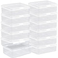 Clear Plastic Mini Storage Containers Box - Empty Plastic Bead Containers with Lids - Hinged Lid for Beads, Earplugs, Pins, Small Items - 12 Pack (5.6 x 4.1 x 1.9 inch) - size: 5.6 X 4.1 X 1.9 Inch