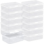 Clear Plastic Mini Storage Containers Box - Empty Plastic Bead Containers with Lids - Hinged Lid for Beads, Earplugs, Pins, Small Items - 12 Pack (5.6 x 4.1 x 1.9 inch) - size: 5.6 X 4.1 X 1.9 Inch