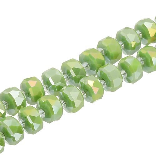 PATIKIL 75 Pcs 8mm OD 5mm Thick Crystal Glass Beads, Rondelle Crystal Beads Faceted Cut Gemstone Strand with Spacer Beads for Craft, Bracelet, Necklace, Lemon Green Porcelain - color: Lemon Green Porcelain