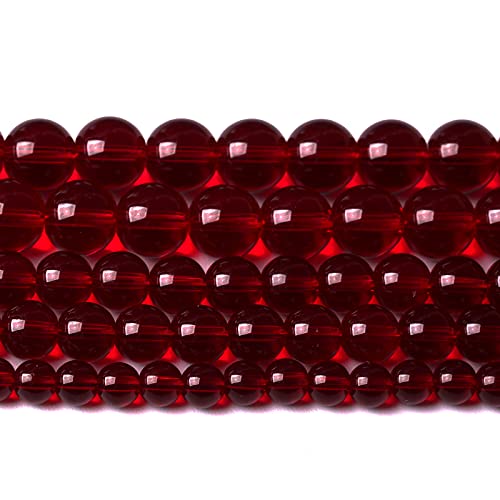 Smooth Garnet Red Glass Crystal Round Loose BeadsFor Jewelry Making DIY Bracelet Necklace Accessories 10mm 40pcs 15" Strand (Garnet Red Glass, 10mm) - color: Garnet Red Glass, size: 10mm