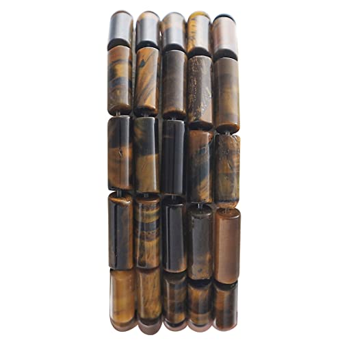 BEADIA Natural Yellow Tiger Eye Tube Beads 13x4mm 30pcs Cylinder Loose Semi Gemstone Beads for Jewelry Making Design - color: Yellow Tiger Eye Cylinder