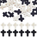 SUNNYCLUE 1 Box 100Pcs Cross Beads Bulk Black White Stone Cross Bead 16x12mm Synthetic Turquoise Gemstone Mini Small Pocket Crosses Easter Holiday Loose Spacer Beads for Jewelry Making Beading Kits - color: 100pcs 12x16mm Black White Cross Beads