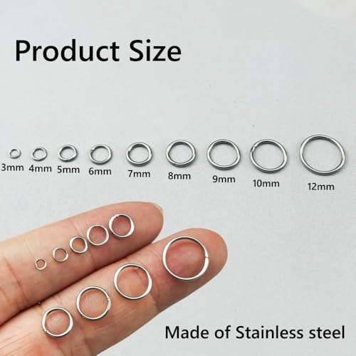 600pcs 8mm Stainless Steel Jump Rings Connector O Rings Accessories for Bracelet Necklace Earrings Lanyard Keychain DIY Craft Jewelry Making Supplies - size: 8mm