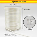2 mm 330 Feet Satin Nylon Cord String for Jewelry Making Bracelet Necklaces Beading Thread Rattail Macrame Kumihimo Chinese Knot Craft - size: Cream