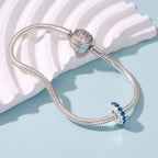 925 Sterling Silver Spacer Charm Bead with Clear CZ for Pandora Charms Bracelets - color: Sapphire Heart