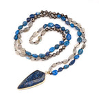 Long Necklaces for Women Boho, Oval Waterdrop Turquoise Pendant, Natural Stone Beaded, Handmade,Vintage & Elegance, Boho Fashion Charm Beaded Necklace for Women - style: C-Lapis Lazuli Pendant