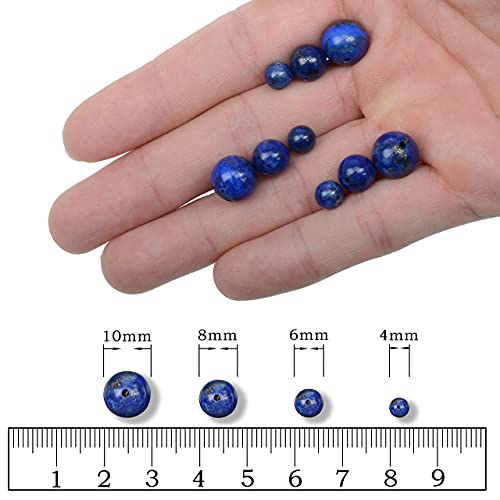 AD Beads Natural Gemstone Round Loose Beads 15" for Bracelet Necklace Earrings Jwelery Making Crafts DIY (4mm, Blue Lapis) - color: Blue Lapis, size: 4mm