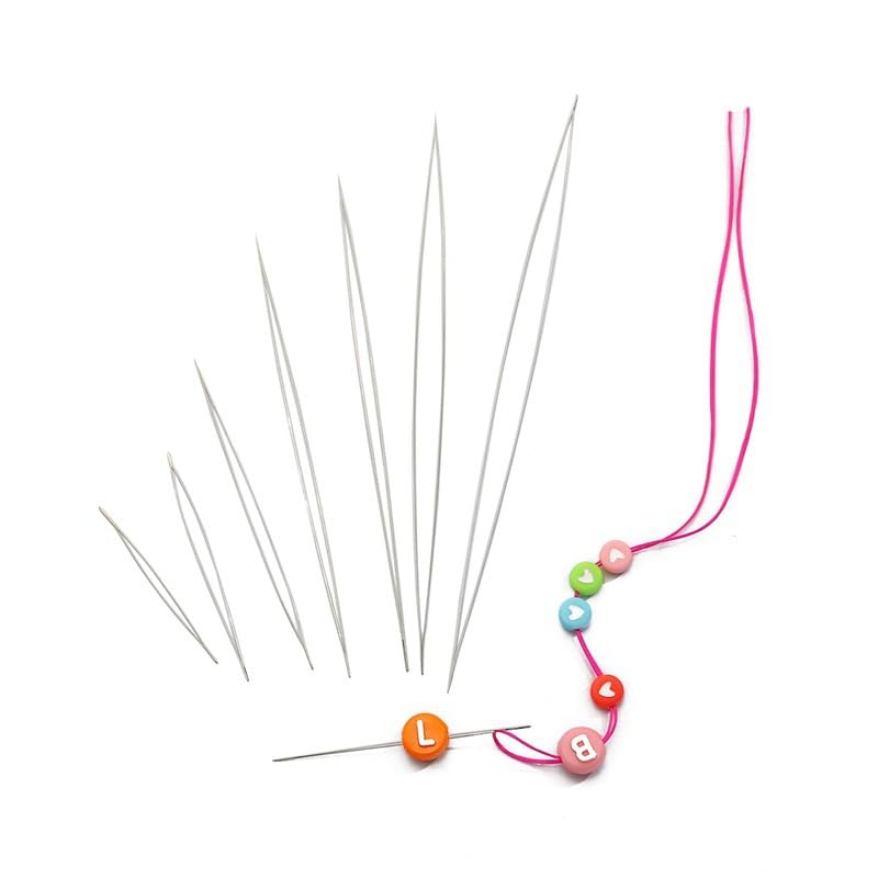 Beading Needles Set for DIY Jewelry Making, 5 Different Sizes, Handmade Bracelet and Necklace Threading Tool, 16cm Bottle with Blue Cap