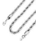 Bandmax Solid 1.5mm/2mm/3mm/6mm Rope Chains for Men Women 14K Gold Plated/Black Plated Stainless Steel Twist Chain 16-30 Inches, with Gift Box - color: 10 6MM Steel