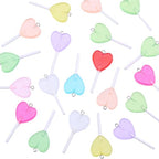 20Pcs Lollipops Resin Charms Colorful Heart Lollipop Charms Candy Dangle Pendants Lollipops Charm Pendant Bulk for Earrings Bracelets Necklaces Jewelry Making DIY Crafts Supplies - size: 46x22mm