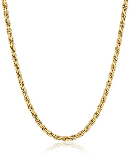 Amazon Essentials Sterling Silver Diamond Cut 14 Inches Rope Chain Necklace - color: Yellow Gold, size: 20"