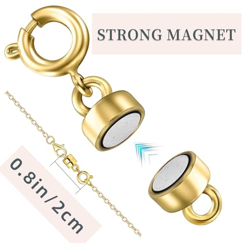 Magnetic Clasps for Necklaces Strong Magnetic Necklace Clasps and Closures, 14K Gold and Silver Bracelet Converter for Women - color: 18Pcs | Gold & Silver