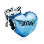 Love Family Friendship Graduation Mothers Nurses Day S925 Bead Pendant Charms for Pandora Bracelets Necklaces, Gifts Women, for Anniversary Birthday Valentines Day Christmas, Silver Gold - style: Class of 2026 Graduation Blue Heart Charm