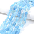 Aquamarine Pebble Nugget Oval Free Tumbled Stone 6-8mm Natural Gemstone Loose Beads Approx 15.5 inch for DIY Jewelry Making - color: Aquamarine