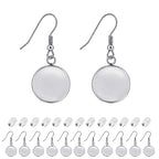 BEADNOVA Earring Kit 30pcs Blank Ear Wire Hook 16mm Stainless Steel Cabochon Setting Earring Bezel with Rubber Backs for Cabochon Resin DIY Earwire Making (16mm, 30pcs) - color: 30pcs, size: 16mm