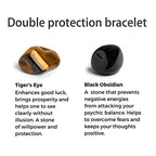 FRG Initials Bracelets for Men Letter Link Handmade Natural Black Onyx Tiger Eye Stone Beads Braided Rope Meaningful Bracelet - style: Braided rope-J