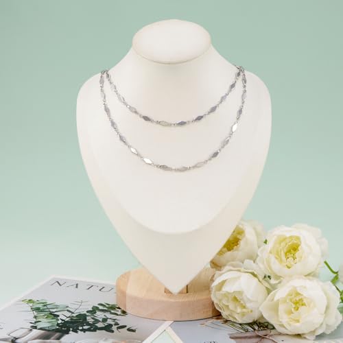 KYUNHOO 13 Feet Stainless Steel Jewelry Making Chains Bulk Rhombus Link Silver Craft Chain Necklace for Men Women with Lobster Clasps and Jump Rings - color: Rhombic Silver