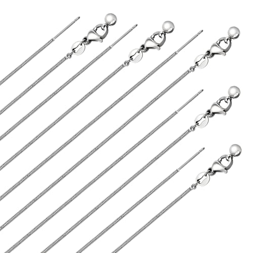 10Pcs Stainless Steel Round Snake Adjustable Chain Bulk for Jewelry Making 1mm Necklaces Chains for Women Personalized Jewelry - color: Silver Snake