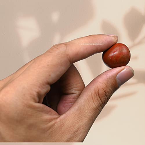Amazing Gemstone Red Jasper Crystal Tumbled Stones Polished Rocks - Natural Gem Stones for Healing - DIY Crystals for Protection (1 Piece) - color: Red Jasper
