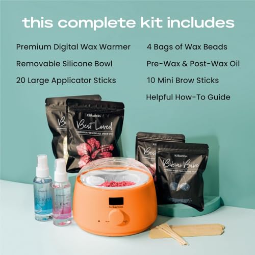 KoluaWax Premium Waxing Kit for Women - Beginner Friendly - Complete Wax Kit that includes 14oz of Wax Beads, Applicator, Pre and Post Care, Suitable for Sensitive Skin (Peach Fuzz) - color: Peach Fuzz