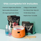 KoluaWax Premium Waxing Kit for Women - Beginner Friendly - Complete Wax Kit that includes 14oz of Wax Beads, Applicator, Pre and Post Care, Suitable for Sensitive Skin (Peach Fuzz) - color: Peach Fuzz