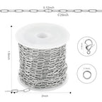 Kyutong 16.4 Feet Stainless Steel Chain Link with Spool Soldered Silver Chains for Jewelry Making 3MM Paperclip Necklace Chains Bulk for DIY Craft Bracelet Ankle Finding Supplies - color: 3mm Paperclip Silver