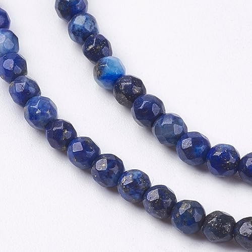 LiQunSweet 120~130 Pcs 3mm Natural Lapis Lazuli Beads Strands Faceted Round Small Loose Crystal Gemstone Bead Spacer for DIY Jewelry Making Crafting - color: Natural Lapis Lazuli Beads_3mm