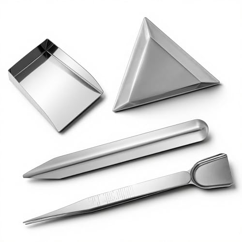 4PCS Bead Scoop, Craft Jewelry Bead Diamond Scoop Set, Stainless Steel Tweezer with Scoops and Beads Sorting Trays for Gemstones, Pearls, Rhinestones Pick up and Organizing Tools