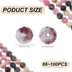 90PCS Faceted Natural Tourmaline Beads 4mm Round Small Gemstone Strands Mixed Color Loose Spacer Seed Beads for Fine Wire DIY Necklace,Hole:1mm