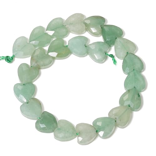 22pcs Faceted Heart Stone Beads Natural Green Aventurine Bead 8mm Crystals and Healing Stones for Jewelry Making Supplies,Friendship Bracelet Kit,Love Gifts - color: Green Aventurine