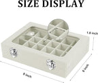 Velvet Jewelry Box 24 Grid Jewelry Earrings Display Organiser Box Ring Tray Holder Earrings Storage Case for Girls Women Wife Mom (Beige) - color: Beige