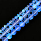 uxcell Matte Crystal Glass Beads 6mm Synthetic Frosted Shining Semi-Precious Round Loose Beads Synthetic Moonstone for Jewelry Making DIY Bracelet, Blue - color: Blue, size: 6mm