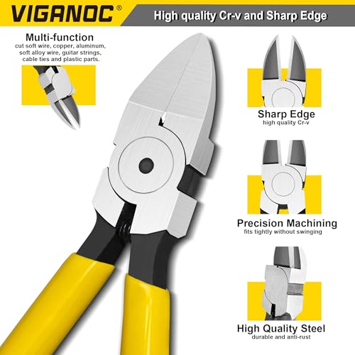 6-inch Ultra Sharp Side Cutter Set with Spring Loaded, Flush Cutting Pliers, Diagonal Cutting Plier for Jewelry Making, Electrical, Crafting, Flowers, Plastics - style: 6" Side Cutter