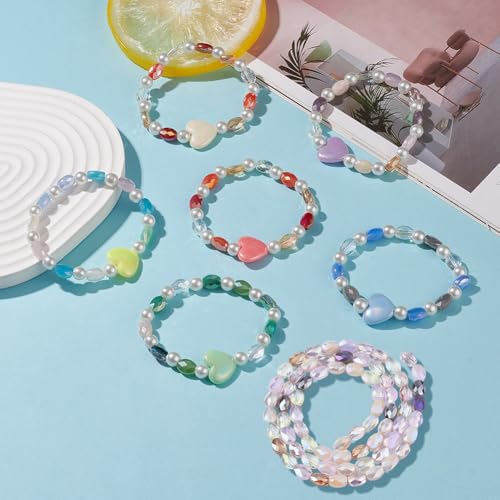 1 Box 210PCS Purple Flat Oval Glass Beads with Holes Faceted AB Color Plated Sparkle Spacer Loose Lilac Electroplate Bead Charm for Jewelry Making Necklace Bracelet Earring Diy Craft Supply - color: Purple