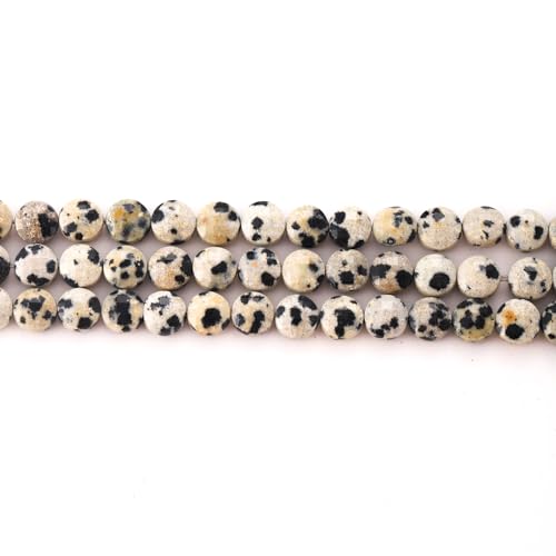 6mm Faceted Natural Dalmatian Stone Beads Coin Disc Gemstone Spacer Beads for Jewelry Making DIY Bracelet Necklace - color: Dalmatian