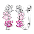 LAZA 925 Sterling Silver Hoop Earrings for Women, Sterling Silver Butterfly Hoops Colorful Flowers Hoop Huggie Earrings Hypoallergenic Jewelry Gifts for Women - color: Pink cat paws Earring