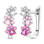 LAZA 925 Sterling Silver Hoop Earrings for Women, Sterling Silver Butterfly Hoops Colorful Flowers Hoop Huggie Earrings Hypoallergenic Jewelry Gifts for Women - color: Pink cat paws Earring