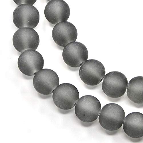 FASHEWELRY 200Pcs Transparent Frosted Glass Bead 4mm Matte Crystal Glass Loose Beads for DIY Jewelry Making (Gray) - color: Gray