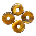 Large Hole 7mm Round Gemstone Disc Lucky Coin Pendant Bead for Jewelry Making, Polished Crystal Amulet Circle Donut Loose Stone Supplies 1.18”(30mm),4Pcs, Tiger's Eye