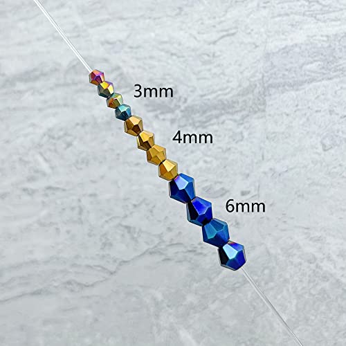 900pcs 6mm Crystal Beads Bicone Bracelet Bead Faceted Glass Beads for Jewelry Making DIY Necklace Earring Suncatcher Crafts (Metallic Colors) - size: 6mm