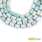 GEM-Inside 30Pcs 8x12mm Natural Blue Larmiar Quartz Gemstone Faceted Freeform Tube Column Chakra Beads for Jewelry Making Full 15" Strand Power Energy Healing Stone - color: Blue Larmiar