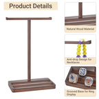 Mkono Wooden Baseball Drip Necklace Organizer Holder, Championship Ring Display Holder, Softball Ring Holder Baseball Gifts for Boy Team Player Men Home Bedroom Decor