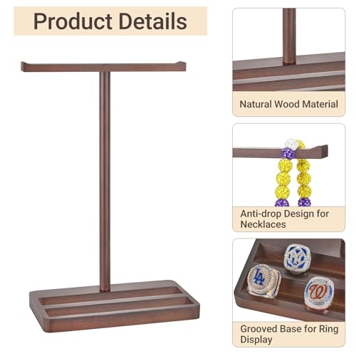 Mkono Wooden Baseball Drip Necklace Organizer Holder, Championship Ring Display Holder, Softball Ring Holder Baseball Gifts for Boy Team Player Men Home Bedroom Decor